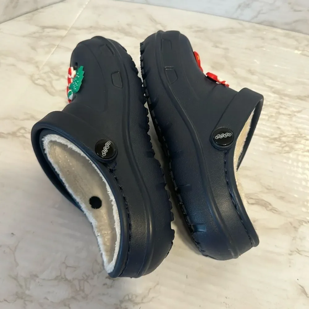 Crocs jibbets Christmas Santa theme sandals clogs shoes size 11